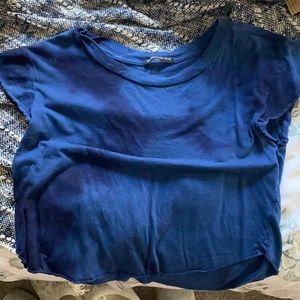 Blue tie dye cropped t shirt